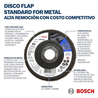 Foto 4 | Foto 4 | Disco Flap Bosch Alto Rendimiento G-120 20 Pzas