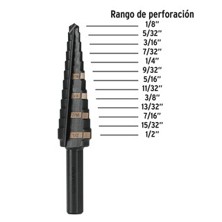 Foto 2 | Foto 2 | Broca Escalonada Truper BES-13 color Negro 13 Escalones 1/8'' a 1/2''