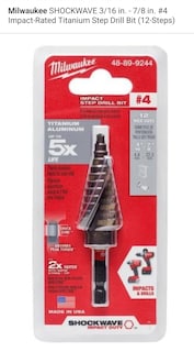 Foto 5 | Foto 5 | Broca Impact Step Milwaukee #4 De 3/16 A 7/8 Pulgadas - Venta Internacional.