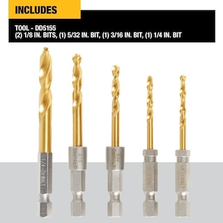 Foto 2 | Foto 2 | Juego De Brocas Dewalt Impact Ready De Nitruro De Titanio, 5 Piezas Dd5155 - Venta Internacional.