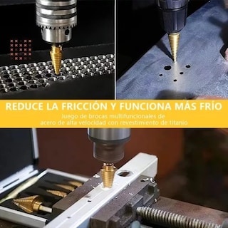 Foto 3 | Foto 3 | Language Set 6 Brocas Escalonadas Sierra Titanio Acero Esi-9284-1-1dorado