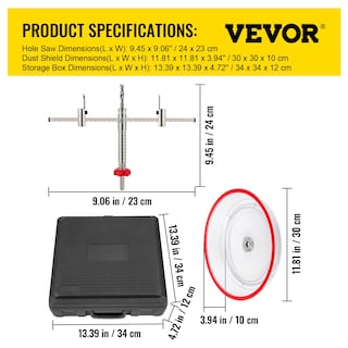 Foto 7 | Foto 7 | Kit Cortador De Sierra Perforadora Ajustable Vevor 40-200 Mm Con Protector Antipolvo - Venta Internacional.