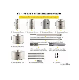 Foto 2 | Foto 2 | ''18 Brocas Belug Pasamuros Sacabocas Sds Plus/max 35-110mm Concreto ''