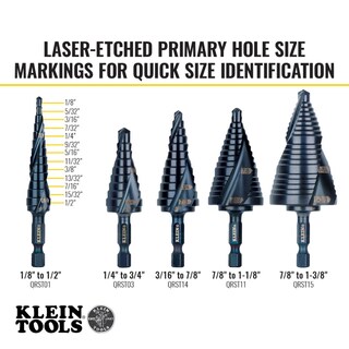 Foto 3 | Foto 3 | Broca Escalonada Klein Tools Qrst01 Acero Cortado De 3 2 A 12 7 Mm - Venta Internacional.