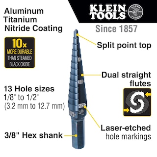Foto 2 | Foto 2 | Broca Escalonada Klein Tools Ktsb01 Doble Acanalada #1 3-12 Mm - Venta Internacional.