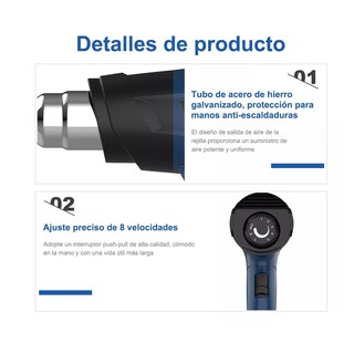 Foto 2 | Foto 2 | Pistola de Calor Eléctrica Temperatura Regulable 5 Boquillas Eo Safe Imports Esi-10992 Azul