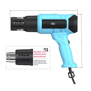 Foto 2 | Foto 2 | Pistola De Calor De 2000w, 9 Niveles De Temperatura,5 Boquillas Eo Safe Imports Esi-19755 Azul