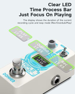Foto 3 | Foto 3 | Pedal De Guitarra Donner Triple Looper, 90 Minutos De Tiempo De Bucle Con Pantalla - Venta Internacional.