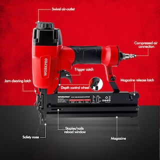 Foto 2 | Foto 2 | Pistola De Clavos Y Grapadora De Corona Workpro Pneumatic 18ga 2 En 1 - Venta Internacional.
