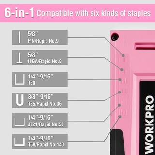 Foto 4 | Foto 4 | Clavadora Manual Staple Gun Workpro Pink 6 En 1 Con Grapas - Venta Internacional.