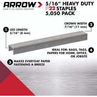 Foto 4 | Foto 4 | Staples Arrow Fastener P22 Serie 225, Corona Plana De 5/16 Pulgadas - Venta Internacional.