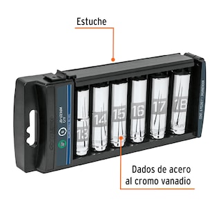 Foto 3 | Foto 3 | Juego 6 Dados Largos Cuadro 1/2' mm Truper