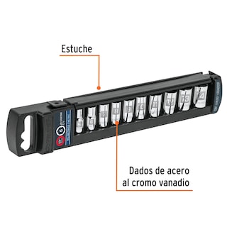 Foto 2 | Foto 2 | Juego de 10 Dados Cuadro 1/4' mm Truper color Gris