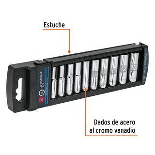 Foto 2 | Foto 2 | Juego de Dados Truper JD-1/4X10LM color Gris Cuadro 1/4' mm 10 Piezas