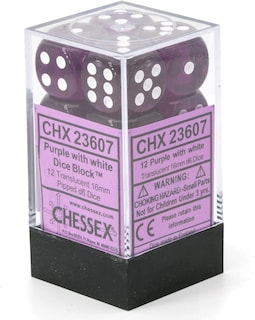 Foto 6 | Foto 6 | Dice Chessex, Morado Translúcido, 16 Mm, 6 Caras (12 Dados) - Venta Internacional.