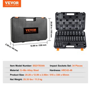 Foto 7 | Foto 7 | Juego De Enchufes Vevor 1/2 Drive Impact De 34 Piezas Métricas De 8 A 36 Mm Con - Venta Internacional.