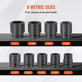 Foto 3 | Foto 3 | Juego De Casquillos De Impacto Para Tuercas De Eje Vevor 1 Drive, 6 Puntos, 9 Piezas, Sae - Venta Internacional.