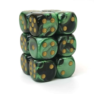 Foto 1 | Foto 1 | Juego De Dados Chessex Gemini Negro Y Verde Con Oro 16 Mm (12) - Venta Internacional.
