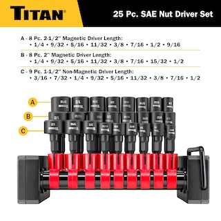 Foto 2 | Foto 2 | Juego De Destornilladores Titan 16294 Juego De Colocadores De Tuercas Sae De 25 Piezas - Venta Internacional.