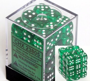 Foto 1 | Foto 1 | Dice Chessex, 6 Caras, 12 Mm, Verde Translúcido Con Puntos Blancos - Venta Internacional.