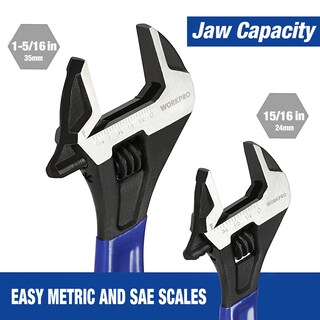 Foto 3 | Foto 3 | Juego De Llaves Ajustables Workpro Con Mordaza De 6 Cm Y 25 Cm De Ancho, Color Negro Oxidado - Venta Internacional.