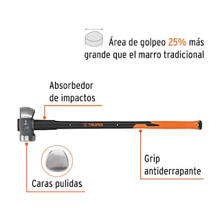 Foto 2 | Foto 2 | Marro Demoledor 10 Lb Truper Md10fx Mango Fibra de Vidrio 36 Pul