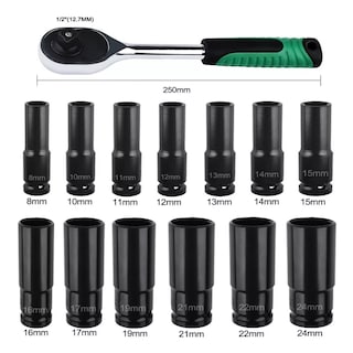Foto 2 | Foto 2 | Kit de Llaves Vaso 1/2 BELUG color Negro Mecánica con Llave Carraca 14 PZAS