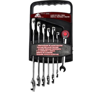 Foto 1 | Foto 1 | Llaves Mixtas Con Matraca 7 Piezas Mm Pit Bull Tools