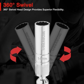 Foto 4 | Foto 4 | Enchufe De Bujía Workpro, Giratorio Magnético, 14 Mm, 3/8 Pulgadas, Diámetro - Venta Internacional.