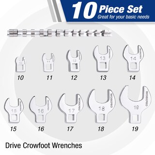 Foto 3 | Foto 3 | Juego De Llaves Crowfoot Workpro 3/8 Drive, 10 Piezas, 10-19 Mm - Venta Internacional.