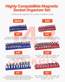 Foto 2 | Foto 2 | Juego Organizador De Enchufes Vevor Magnetic, 6 Piezas De 1/4 Pulgadas, 3/8 Pulgadas Y 1/2 Pulgadas - Venta Internacional.