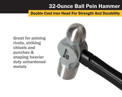 Foto 5 | Foto 5 | Ball Peen Hammer Titan 63024 900 Ml (0,9 Kg) Con Mango De Fibra De Vidrio - Venta Internacional.