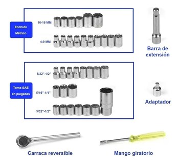 Foto 4 | Foto 4 | Juego De Llaves Vaso Con Trinquete Universales 40 Piezas Gris