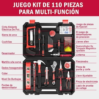 Foto 3 | Foto 3 | Juego Herramientas Manuales 110 Piezas Portafolio de Reparación