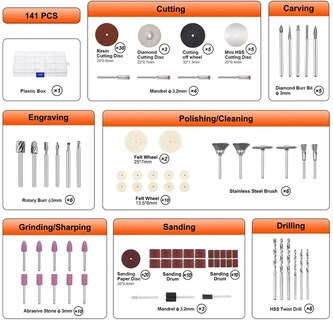 Foto 2 | Foto 2 | Kit de Accesorios para Herramientas Rotativas Malubero Multicolor de 141 Piezas