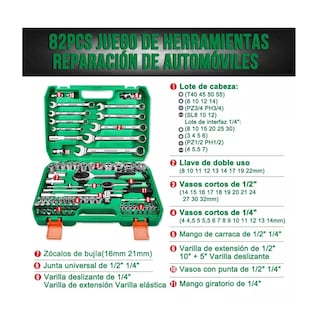 Foto 2 | Foto 2 | Juego de Herramientas Shawty Reparación Automóviles 82 Pzs Estuche color Verde