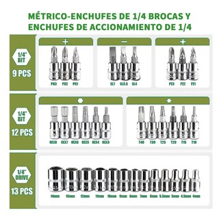 Foto 2 | Foto 2 | Juego De Herramientas Mecánicas 46pcs Eo Safe Imports Esi-6297-1 Verde