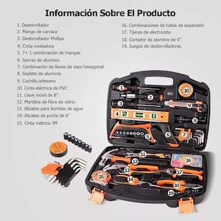 Foto 3 | Foto 3 | Juego Herramientas Mecánicas Doméstica 106pcs Eo Safe Imports Esi-7068-1 Multicolor