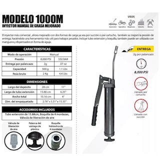 Foto 3 | Foto 3 | Inyector Manual De Grasa Servicio Pesado 8000 Psi Erkco