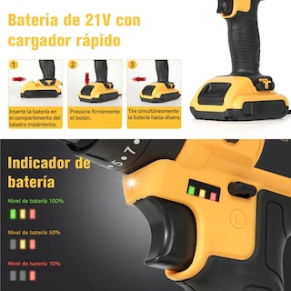 Foto 2 | Foto 2 | Kit Taladro Inalámbricos Desatornillardor Electrico Eo Safe Imports Esi-18712 Amarillo
