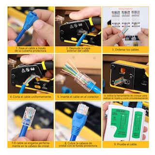 Foto 3 | Foto 3 | Kit De Pinzas Ponchadora De Cable Belug Crimpadora Rj45 Cat5/6 Negro Amarillo