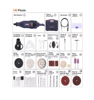 Foto 3 | Foto 3 | Mototool Electrico Lab.g Herramientas Con 140 Accesorios Pro Negro