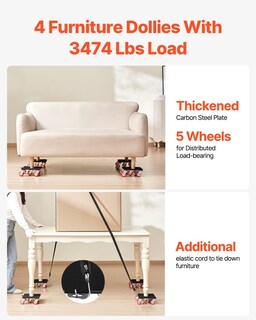 Foto 2 | Foto 2 | Furniture Dolly Vevor, Carga Máxima De 1575 Kg Con 5 Ruedas - Venta Internacional.