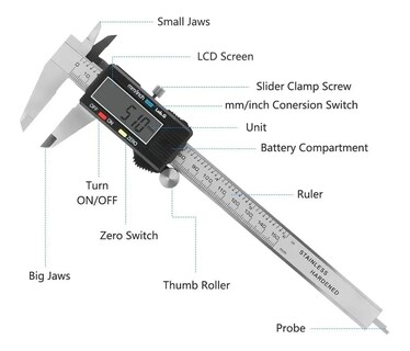 Foto 5 | Foto 5 | Calibrador Vernier Lab.g Digital Pie De Rey 6in Precisión 0.01mm Gris Con Negro