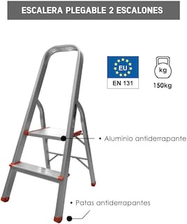Foto 7 | Foto 7 | Escalera Plegable Karlen Aluminio 2 Escalones Hasta 150 Kg