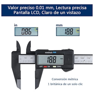 Foto 3 | Foto 3 | Calibrador Vernier Digital Pie De Rey 6in Precisión 0.01mm Lab.g Negro