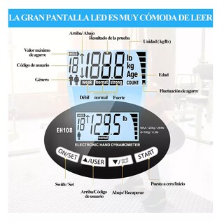 Foto 3 | Foto 3 | Dinamómetro Electrónico de Mano Digital LCD 120kg ESI-14945 Negro