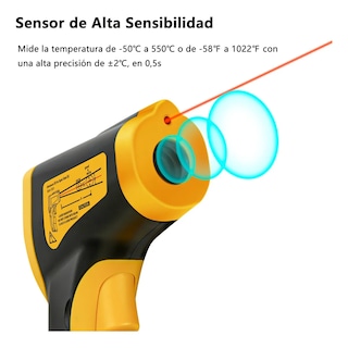 Foto 4 | Foto 4 | Termómetro Infrarrojo Láser Digital Industrial Sin Contacto Eo Safe Imports Esi-19417 Amarillo