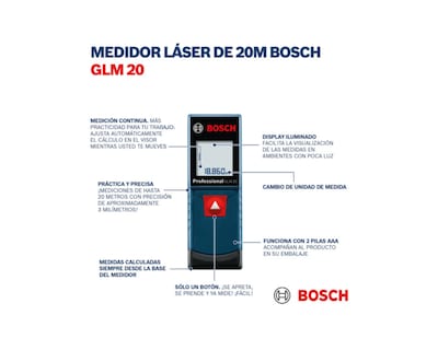 Foto 2 | Foto 2 | Medidor Láser De Distancias Bosch Glm 20