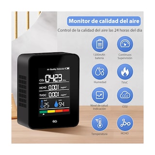 Foto 4 | Foto 4 | 5 En1 Monitor Calidad Del Aire Portátil Detector Co2 Interior Eo Safe Imports Esi-19418 Negro